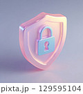 データ保護を象徴する鍵付きシールド 129595104