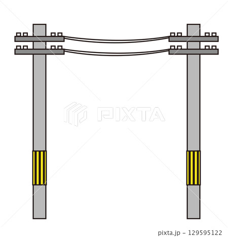 電柱と電線のイラスト 129595122
