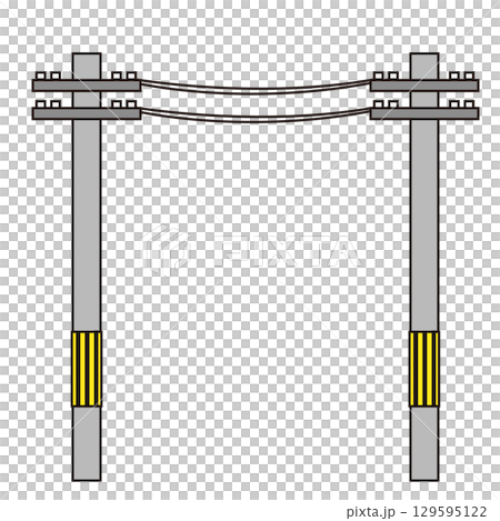 電柱と電線のイラスト 129595122