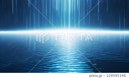 光の柱が降り注ぐ神秘的な海面 光の柱が降り注ぐ神秘的な海面 129595148