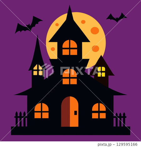 halloween party invitation design with cemetery and pumpkins. halloween greeting card or poster template. 129595166