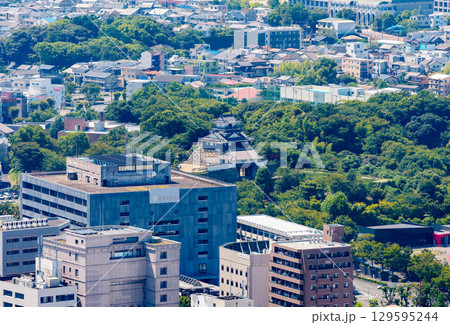 浜松城 と 浜松市役所 の ハイアングル 【 浜松 の シンボル 】 129595244