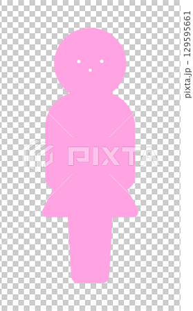 Pink pictogram of a standing woman - simple and cute full-body silhouette icon Pink pictogram of a standing woman - simple and cute full-body silhouette icon 129595661
