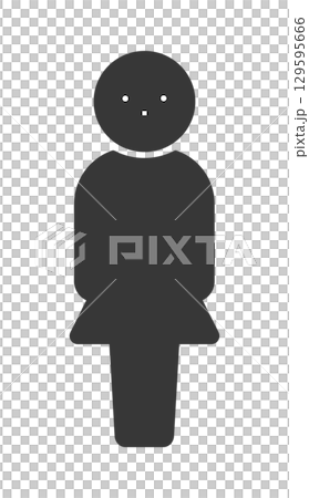 Black pictogram of a standing woman - simple and cute full body silhouette icon 129595666