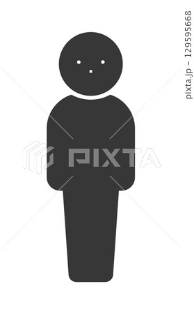 立っている1人の人の黒いアイコン･ピクトグラム - 男女や大人･子どもの区別なく使えるデフォルメ体型 129595668