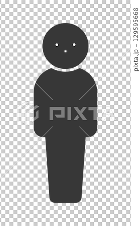 立っている1人の人の黒いアイコン･ピクトグラム - 男女や大人･子どもの区別なく使えるデフォルメ体型 129595668