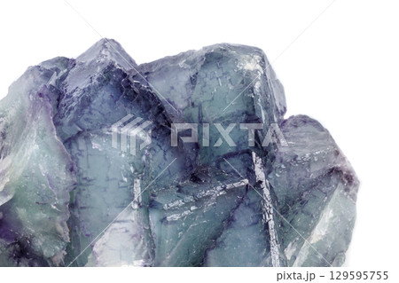 Macro mineral stone Fluorite on white background 129595755