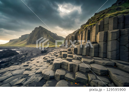 stone wall of ancient temple 129595900