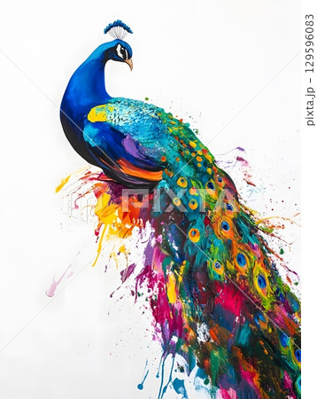 portrait of a beautiful peacock portrait of a beautiful peacock 129596083