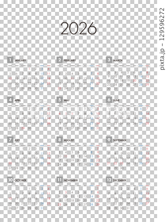 2026 calendar starts on Monday 129596272