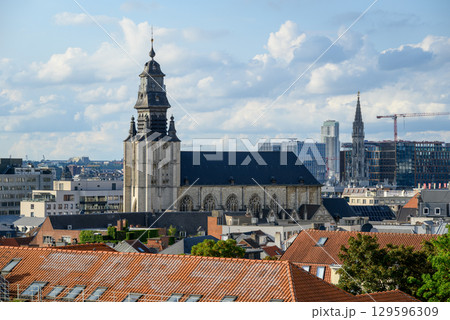Aerial cityscape view of Brussels, capital of Belgium and seat of the European Union 129596309