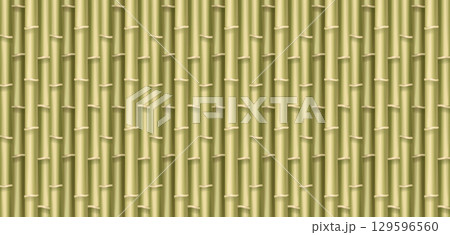 Realistic 3d Detailed Bamboo Seamless Pattern Background. Vector 129596560