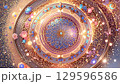 輝く幾何学模様の魔法陣 129596586