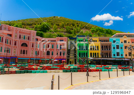 A racing track in an amusement park. A racing track in an amusement park. 129596847