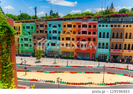 A racing track in an amusement park. A racing track in an amusement park. 129596883