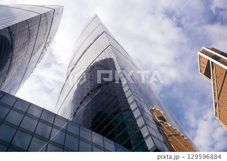 Moscow International Business Center skyscrapers on sky background 129596884