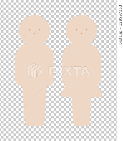 ナチュラルカラーの男女セットのピクトグラム - シンプルでかわいい人物のシルエットのアイコン素材 129597353