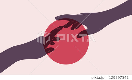 hands silhouettes and sun 129597541