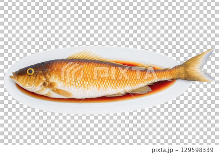 Fried Sweet and Sour Fish - A whole fish, fried crispy and then topped with a sweet and sour sauce 129598339
