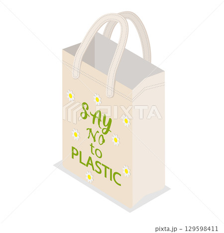 3D Isometric Flat Vector Illustration of Eco-friendly Bags, Sustainable Shopping And Reusable Packaging. Item 1 129598411