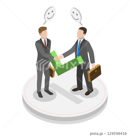 3D Isometric Flat Vector Illustration of Mediation, Resolving Conflicts Through Mediator. Item 1 129598416