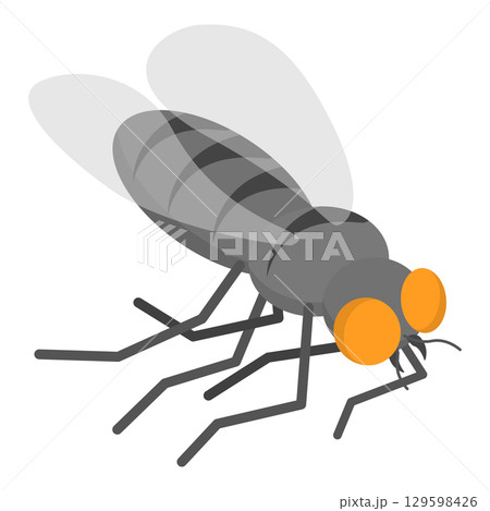3D Isometric Flat Vector Set of Houseflies, The Pesky Insects Flying Inside. Item 1 129598426