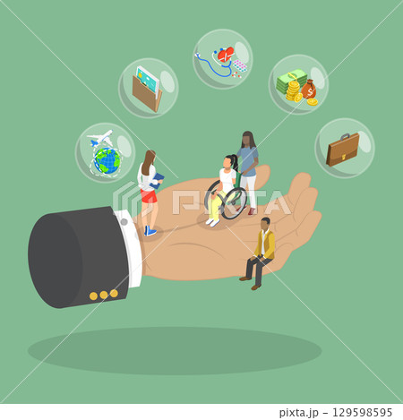 3D Isometric Flat Vector Illustration of Staff Satisfaction Boost, Employee Benefits And Incentives For Corporate Company Employees 3D Isometric Flat Vector Illustration of Staff Satisfaction Boost, Employee Benefits And Incentives For Corporate Company Employees 129598595