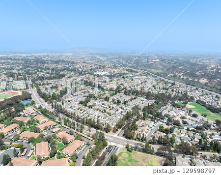 Aerial view of Del Mar Neighborhood, San Diego County 129598797