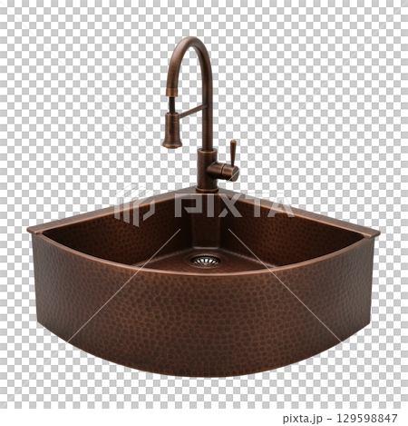 Hammered copper corner kitchen sink with a vintage faucet a rustic plumbing fixture for home Hammered copper corner kitchen sink with a vintage faucet a rustic plumbing fixture for home 129598847