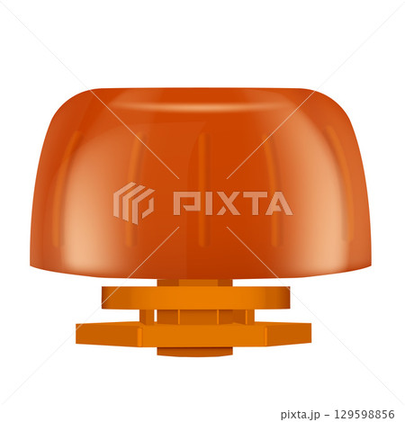 Orange plastic cap for pouch bag, realistic vector illustration of 3D doy-pack bag packaging spout lid mockup front view 129598856