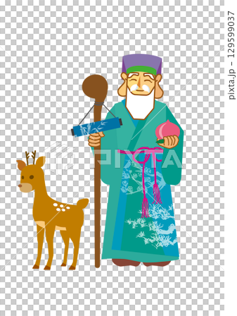 七福神の寿老人のベクターイラスト 七福神の寿老人のベクターイラスト 129599037