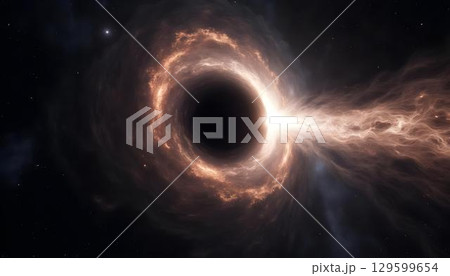 Black hole emitting powerful gamma ray burst with cosmic light beams and high energy particles 129599654