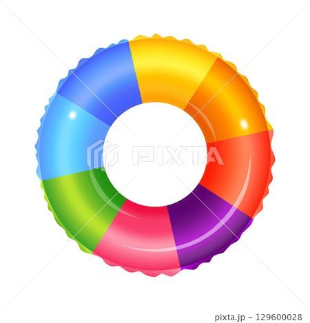 Colorful Inflatable Ring Floating on White Background for Summer Vacation 129600028