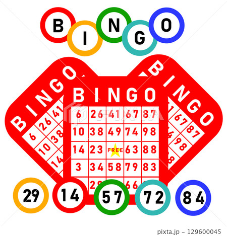 Vector Illustration of Red Bingo Card and Number Balls Vector Illustration of Red Bingo Card and Number Balls 129600045