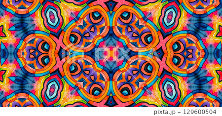Bright multicolor background with colorful abstract kaleidoscopic pattern Bright multicolor background with colorful abstract kaleidoscopic pattern 129600504