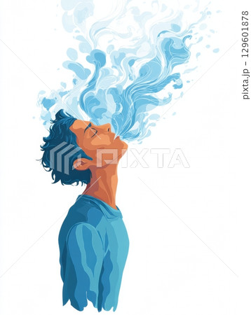 This infographic illustrates various stress relief breathing techniques, showcasing the calming effects of mindful breathing for improved well-being. 129601878