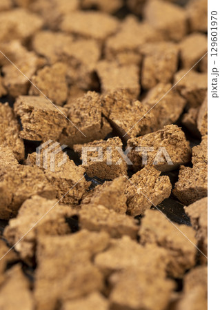 pieces of cork bark for domestic use, closeup selective focus 129601970