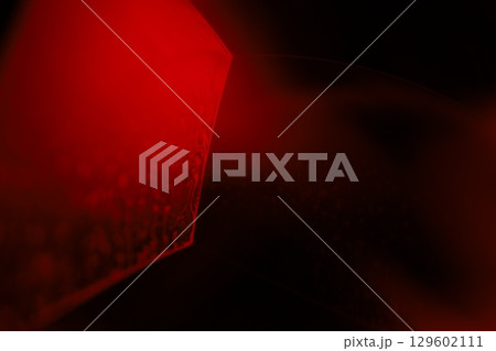 Red reflections of liquid in macro, red liquid surface, bubbles in macro, connection of bubbles in macro, cell from liquid, horror background, glossy surface panels 129602111