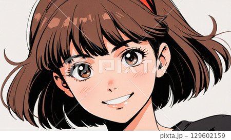 優しく微笑むショートヘアの女性 129602159