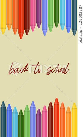 Back to school colorful crayons border illustration with vibrant wax pencils on a light beige background, creative art and education design for students, teachers, classrooms, and learning projects. Back to school colorful crayons border illustration with vibrant wax pencils on a light beige background, creative art and education design for students, teachers, classrooms, and learning projects. 129602287