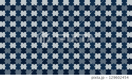 Puzzle Pattern in Blue and Gray Colors. Abstract Jigsaw Background Design. Repeating Geometric Grid Texture for Games, Kids, Packaging, Wrapping, Decor, Print, Textile Use 129602454