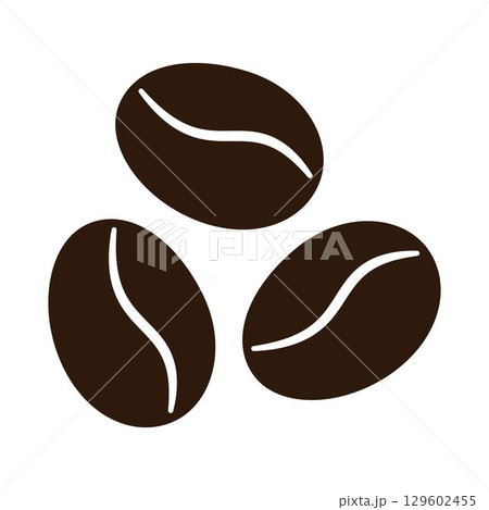 Coffee Beans Icon. Simple Illustration of Three Roasted Coffee Beans in Flat Style. Minimalist Brown Coffee Symbol for Cafe Menu, Packaging, Branding, Kitchen, Food, Beverage Design 129602455