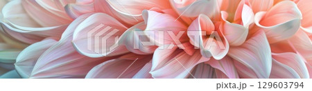 CloseUp of Soft Pastel Flowers with Gentle Petals and Delicate Hues in Natural Light 129603794