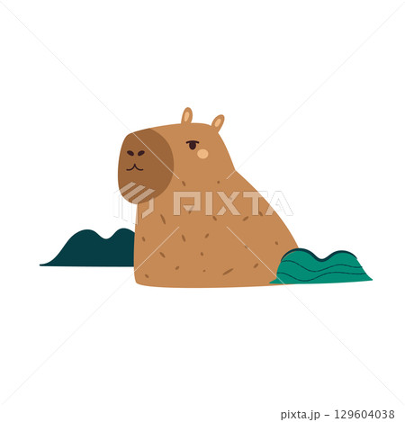 Vector Illustration of Capybara Sitting in Grass in Cute Hand Drawn Style Vector Illustration of Capybara Sitting in Grass in Cute Hand Drawn Style 129604038