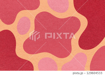 Abstract red, pink and coral background with amorphous shapes and spots, paper texture in flat organic design 129604533