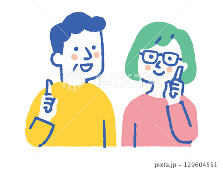 解決策を説明する中年夫婦_色 129604551