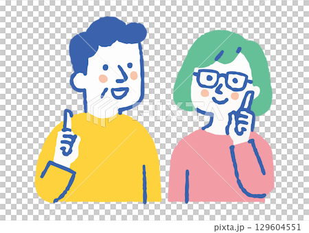 解決策を説明する中年夫婦_色 129604551