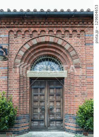 The Ernest George Columbarium, located within the Golders Green Crematorium complex in North London, is a notable structure built in a Lombardic Romanesque Revival style. The Ernest George Columbarium, located within the Golders Green Crematorium complex in North London, is a notable structure built in a Lombardic Romanesque Revival style. 129604653