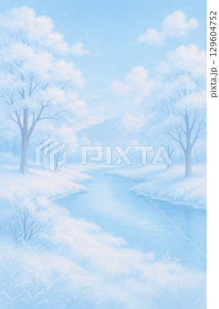 冬の雪景色と川辺 : Winter Snowy Riverside 冬の雪景色と川辺 : Winter Snowy Riverside 129604752