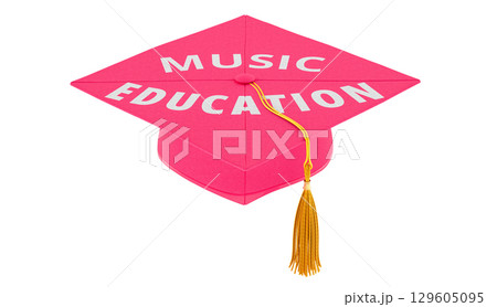 Music Education, concept with graduation cap. 3D rendering Music Education, concept with graduation cap. 3D rendering 129605095
